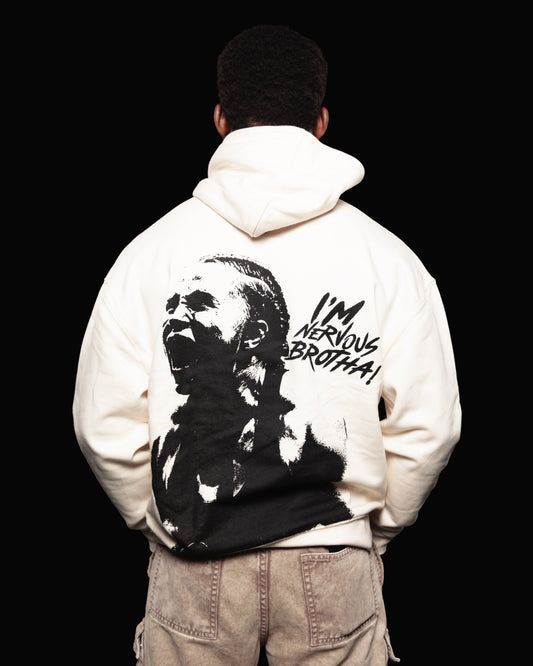 NERVOUS hoodie raw white