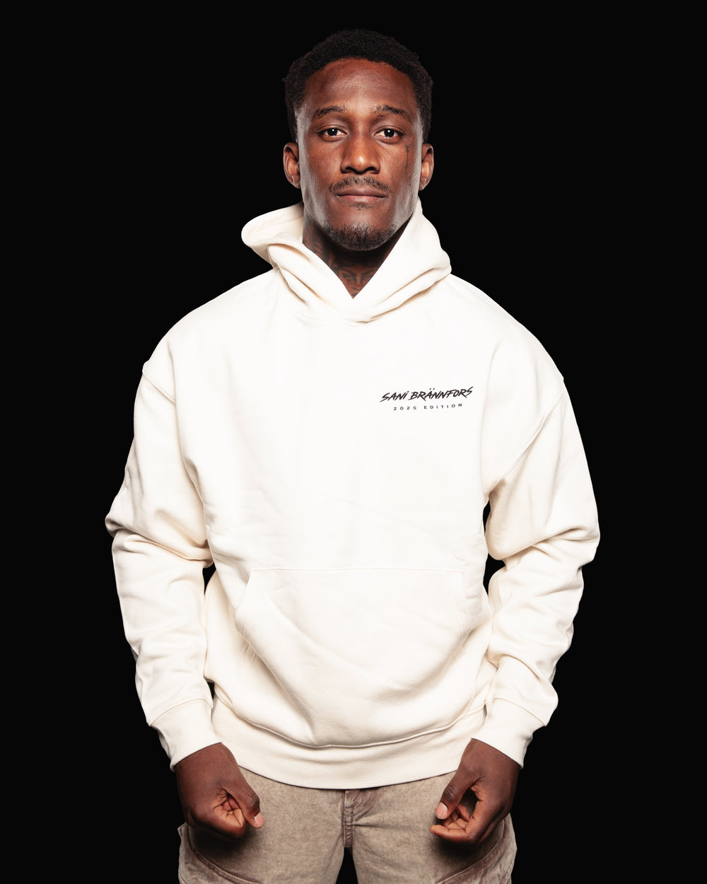 NERVOUS hoodie raw white